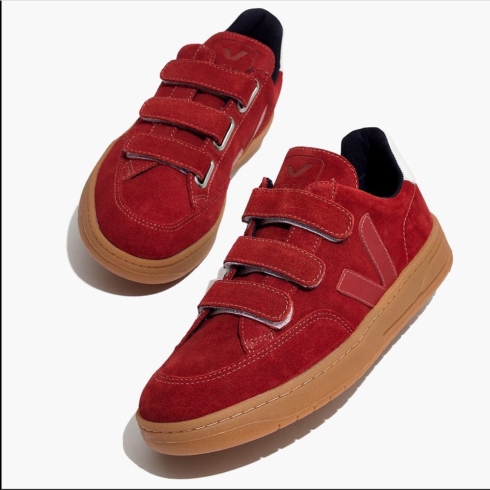 Veja™ V-12 Velcro® Sneakers in Red Suede